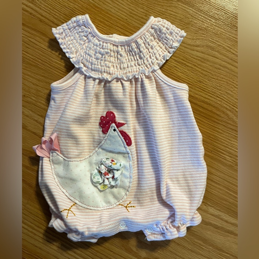 Mud Pie Chicken Romper Size 3-6 months